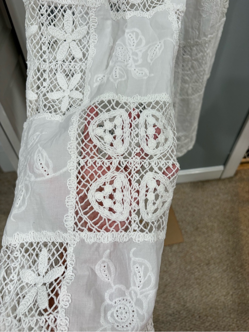 NWT Altar’d State White Lace Crochet Patchwork Wide Leg Pants Size M - Picture 6 of 8